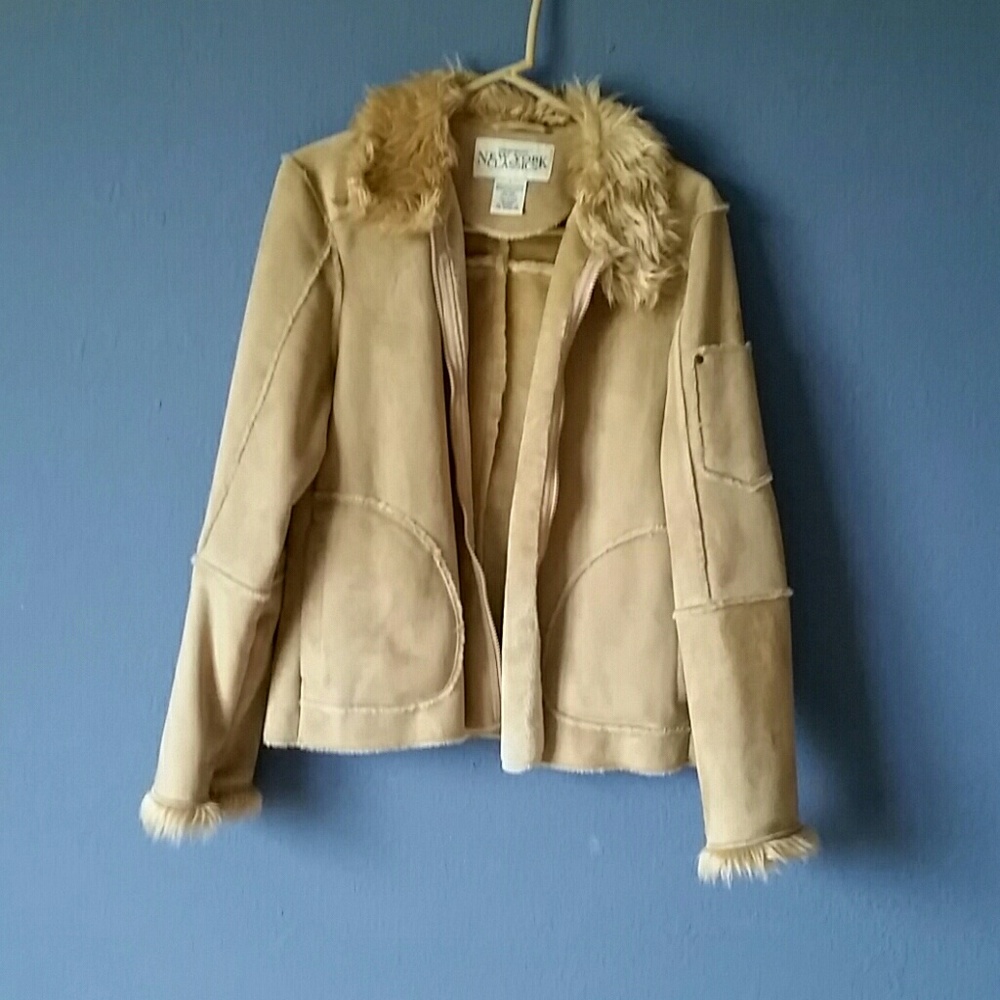 Fur Trim Suede Leather Jacket (faux)